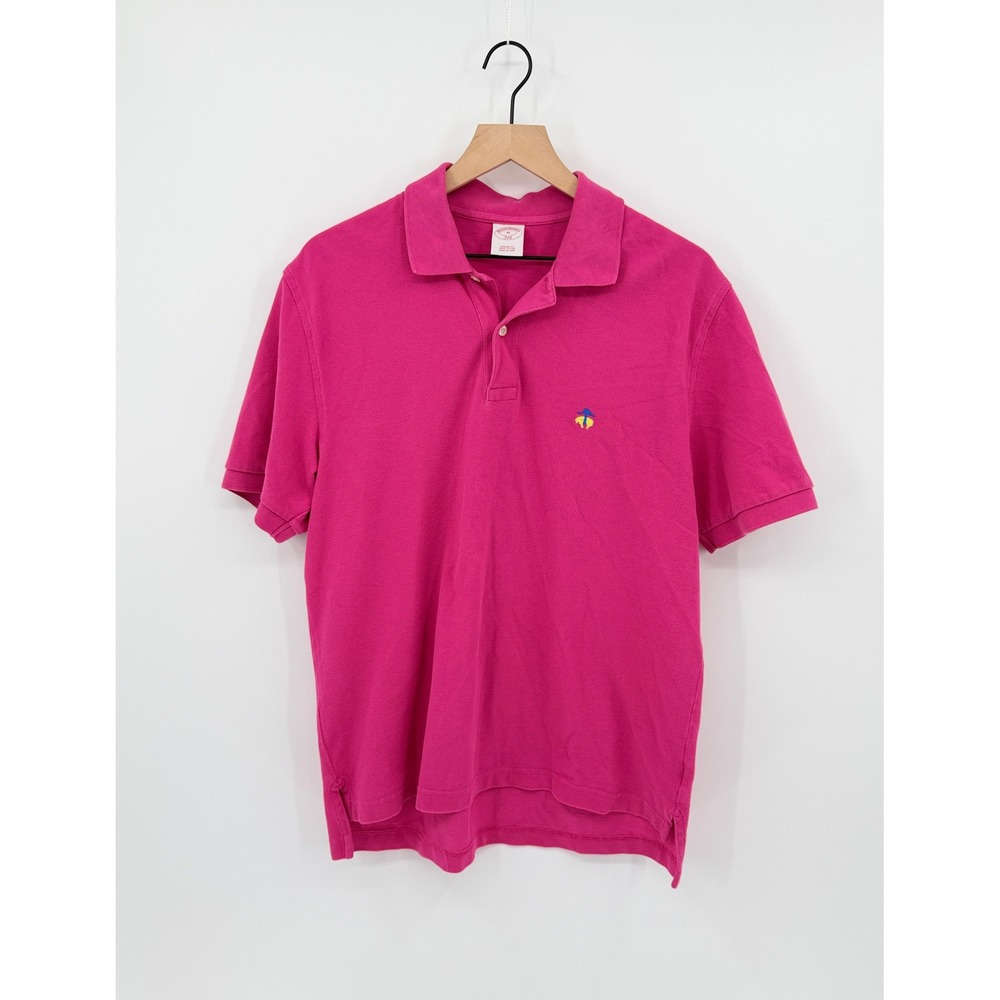 Brooks Brothers 346 Polo Shirt Mens Size M Cotton Pique Pink Preppy Collegiate